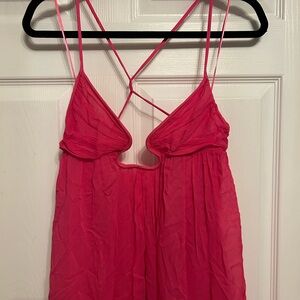 New Zara Pink Chiffon Flowy Open Back Maxi Dress NWT